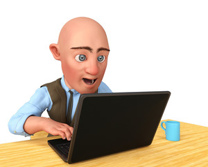 Poster - bald businessman holding a laptop