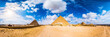 Panorama of the area with the great pyramids of Giza, Egypt