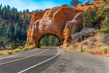 Red Canyon Tunnel Along Scenic Route 12 In Utah
