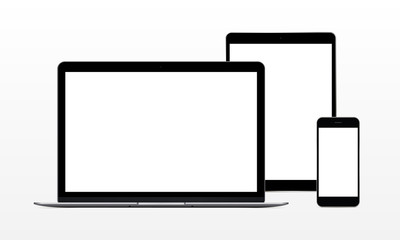 Wall Mural - set of modern electronic devices - laptop computer, tablet, phone. mockup to showcase web-site desig