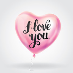 Sticker - pink heart balloon I love you