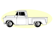 Silhouette Of Retro Pick-up Truck - Vintage American Pickup, Side View