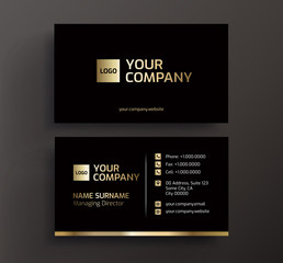 Business card black and gold vector
