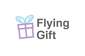 Wall Mural - Creative Flying Gift Box Logo Design Illustration