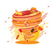 Crazy, yummy Junk Food swirl, mad calories hurricane, vector illustration
