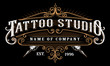Vintage tattoo studio emblem_2 (for dark background)