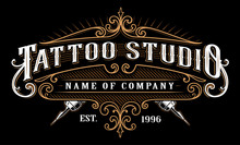 Vintage Tattoo Studio Emblem_2 (for Dark Background)