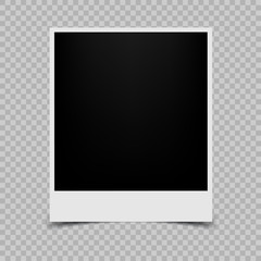 Wall Mural - retro photo frame with shadow on transparent background. vector illustration
