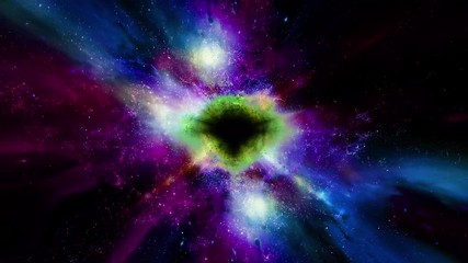 Wall Mural - space 2323: light, stars and galaxies stream into a black hole in space (loop).