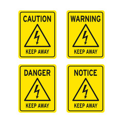 Wall Mural - Warning high voltage sign set