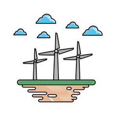 Sticker - Wind turbines on ground cartoon