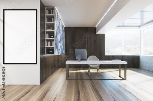 Dark Wooden Ceo Office Interior Poster Buy This Stock