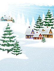 Wall Mural - Winter village