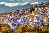 Fototapeta  - Chefchaouen panorama, blue city, Morocco