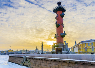 Wall Mural - Winter sunset in St. Petersburg.Russia