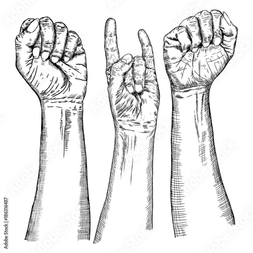 Male And Female Hand Sign Set Hand Drawn Man And Woman Wrist Isolated On White Background