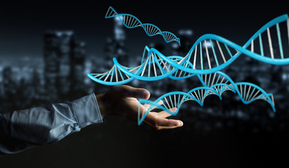 Aufkleber - Businessman using modern DNA structure 3D rendering