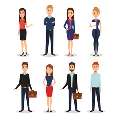 Poster - business people group avatars characters vector illustration design