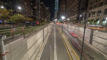 Motion Controlled Time Lapse Battery Tunnel Traffic Looking Toward One World Trade Center, Downtown, New York City 