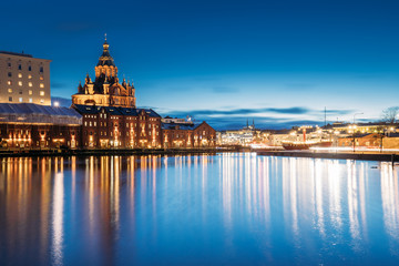 Helsinki, Finland. View Of Kanavaranta Street With Uspenski Cathedral