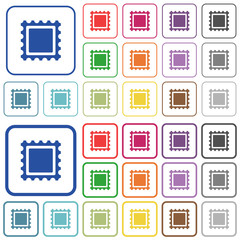 Poster - Stamp outlined flat color icons