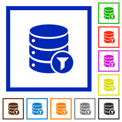 Poster - Database filter flat framed icons