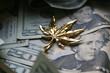 Golden Marijuana Leaf On Twenties High Quality 