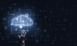 © adam121 - Technology idea concept with glowing cloud icon and touching it finger