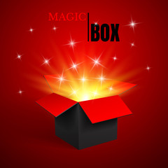 Wall Mural - magic open box, black and red, vector