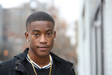 Portrait Of A Young African American Male Model In A Urban Setting