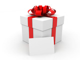 Fototapeta  - Christmas and New Year's Day , red gift box with blank space. 3d rendering