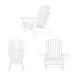 Wooden garden chair, adirondack style. Classic outdoor furniture.  Vector illustration on white background