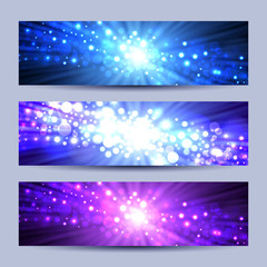 Wall Mural - set of abstract lights backgrounds in blue and violet, vector illustration