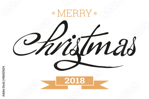 Inscription Merry Christmas Handwritten Lettering Inscription