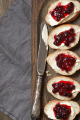 Wall Mural - Sandwiches with butter and cranberry jam