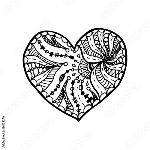 Download Vector illustration of doodle hand drawn heart. Coloring ...