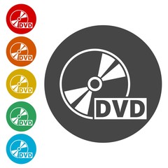 Sticker - Black dvd icon isolated on white 