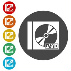 Sticker - Black dvd icon isolated on white 