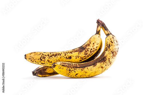 Fotografía Banana. Over ripe bananas isolated on white with shadows