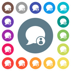 Sticker - Blog comment sender flat white icons on round color backgrounds