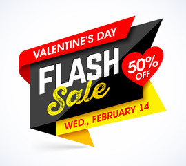 Wall Mural - Valentine's Day Flash Sale bright banner design template, 50% off, Wednesday February 14