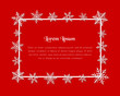 © lvnl - Square frame with copy space and place for text. Abstract winter illustration with white snowflakes on red background.