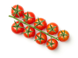 Cherry Tomatoes on Branch Isolated on White Background