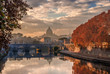 Autumn sunset in Rome with Saint Peter dome