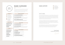 CV / Resume And Cover Letter Template - Elegant Stylish Design Vector