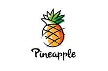Creative Artistic Pineapple Fruit Logo Symbol Design Illustration