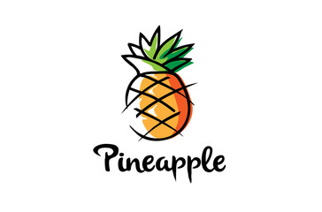 Wall Mural - Creative Artistic Pineapple Fruit Logo Symbol Design Illustration