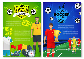 Wall Mural - Soccer sport club poster with elements