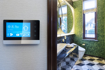 Poster - smart screen with smart home with modern bathroom