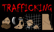 Human Trafficking Awareness Day, four type illustration of human trafficking in vector.